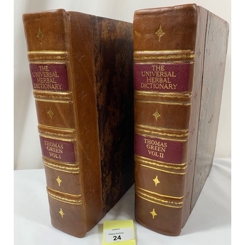 24 - The Universal Herbal Dictionary (1820) 2 Large Rebound Part-Leather Volumes.The Universal Herbal; or... 