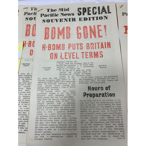 54 - Very Rare Souvenir News Sheets Issues Celebrating British H-Bomb Testing 1957 - Christmas Island. (O... 