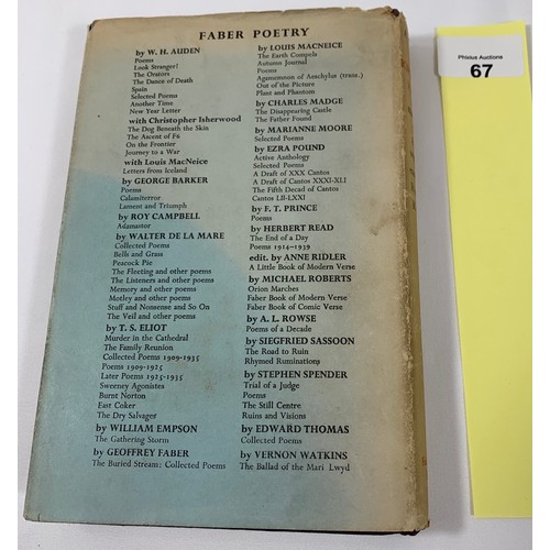 67 - A Choice of Kipling's Verse Made by T.S. Eliot Faber and Faber 1941 First Edition. Dust jacket is di... 