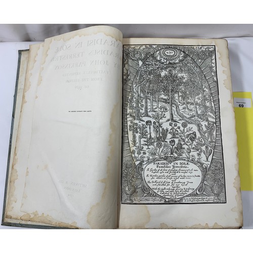 69 - Paradisi in Sole Paradisus Terrestris. Faithfully Reprinted from the Edition of 1629. Very Large vol... 