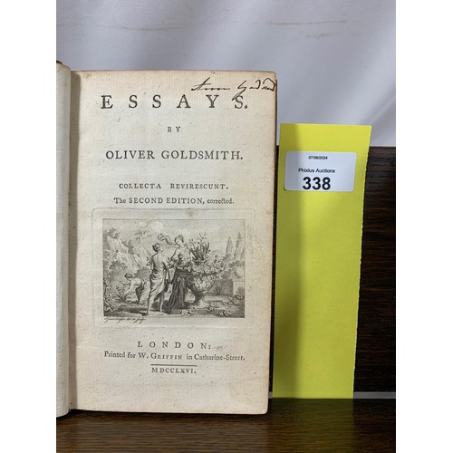 338 - Essays by Mr. Goldsmith. (Goldsmith, Oliver)  Second Edition (Leather) Published by Printed for W. G... 