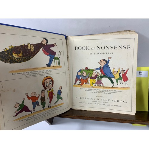 64 - Edward Lear - A Book of Nonsense (Undated 19th C.) Superb Colour illustrations.Estimated for the val... 