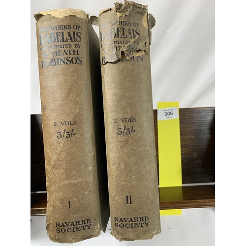 306 - The Works Of Francis Rabelais 2 vols 1921 W. Heath Robinson illustrations. Navarre Society - Dust Ja... 