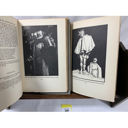 306 - The Works Of Francis Rabelais 2 vols 1921 W. Heath Robinson illustrations. Navarre Society - Dust Ja... 