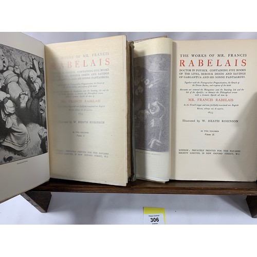 306 - The Works Of Francis Rabelais 2 vols 1921 W. Heath Robinson illustrations. Navarre Society - Dust Ja... 