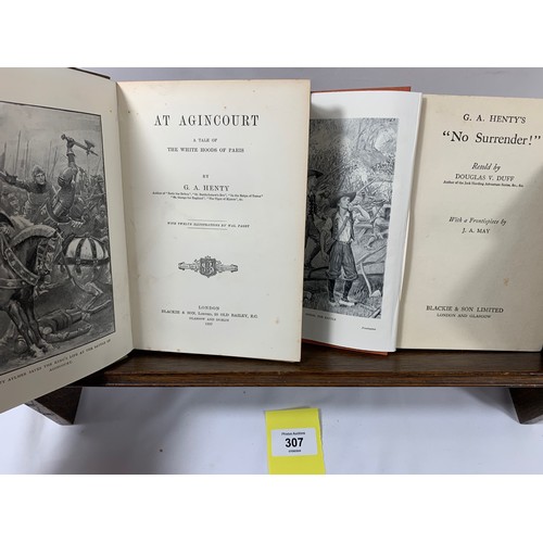 307 - 1897 AT AGINCOURT BY HENTY WHITE HOODS OF PARIS FIRST EDITION 12 PLATES BY PAGET & NO SURRENDER ... 