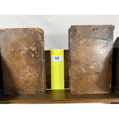 308 - 2 Unrestored Leather Volumes 1744 & 1747 John Rogers Sermons.Both volumes are presented in the o... 