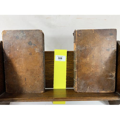 308 - 2 Unrestored Leather Volumes 1744 & 1747 John Rogers Sermons.Both volumes are presented in the o... 