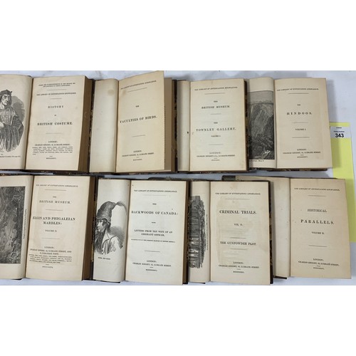 343 - Library of Entertaining Knowledge (8 Vols) Half leather. Various subjects and publishing years from ... 