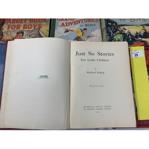 29 - Rudyard Kipling 'Just So Stories' Illustrated (by Author) edition 1914 Plus other Boy's Annuals of t... 