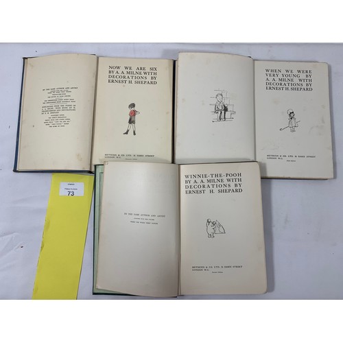 73 - A.A. Milne x 3. Winnie The Pooh 2nd Ed. 1926, When We Were Very Young 3rd Ed 1924 & Now We Are S... 