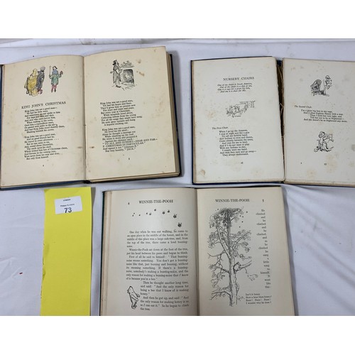 73 - A.A. Milne x 3. Winnie The Pooh 2nd Ed. 1926, When We Were Very Young 3rd Ed 1924 & Now We Are S... 