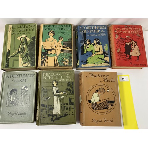 313 - Angela Brazil - 7 Pictorial Board Girls School Adventures - Blackie c. 1920s.All titles as shown. Ge... 