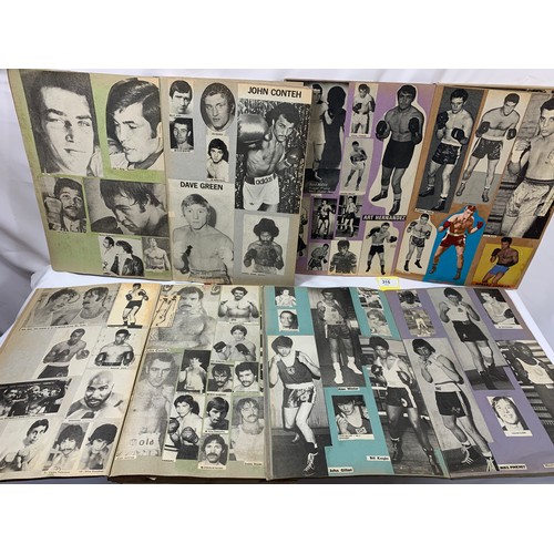 315 - Boxing Interest: Four Very Large Scrapbooks containing portraits and fight cuttings from the 1960's ... 