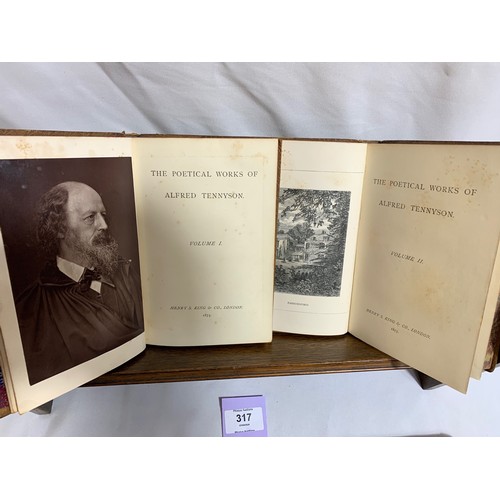 317 - The Poetical Works of Alfred Tennyson - 5 Full Leather Volumes (Henry King & Co) 1875.Five hands... 