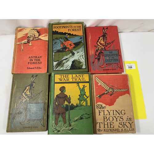 358 - Edward S Ellis - 6 Pictorial Board Frontier Story Hardbacks c. 1911 etc.All titles as shown. General... 