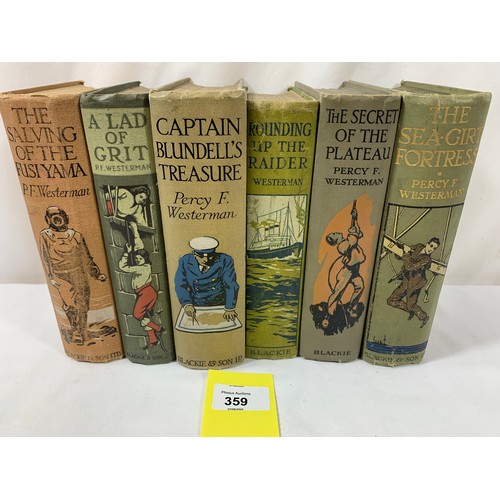 359 - Percy F Westerman - 6 Pictorial Board Naval Adventure Hardbacks - c.1920's.All titles as shown. Gene... 