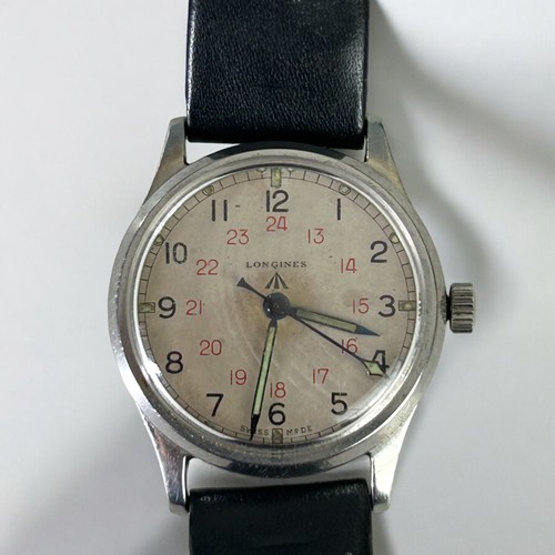 473 - A 1940's Longines military issue wristwatch.With Broad arrow stamp to dial.Movement no. 6901077, 16 ... 