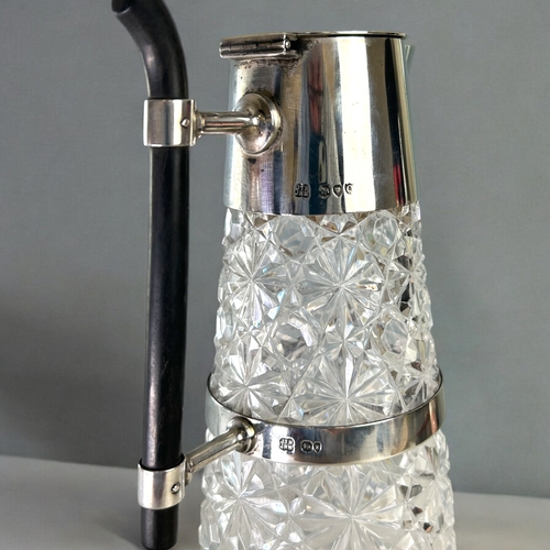 456 - A Christopher Dresser for Hukin & Heath silver & cut glass pitcher.London, 1891 hallmarks.(J... 