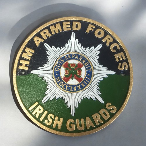 468 - Cast Iron Irish Guards Circular Sign. Approx 23.5cm diameter