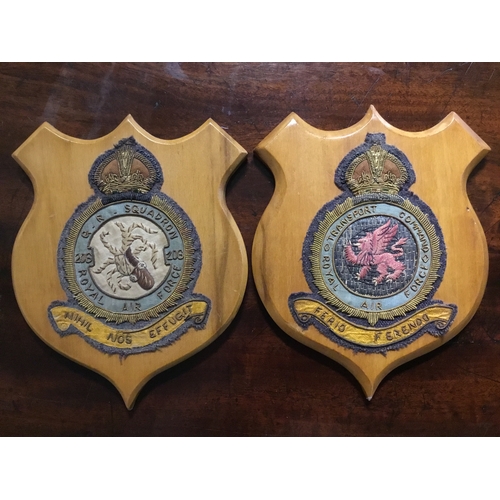 198 - Two WW2 Cloth and Gold Work Blazer Badges, 206 Squadron and Transport Command. Both are mounted on l... 