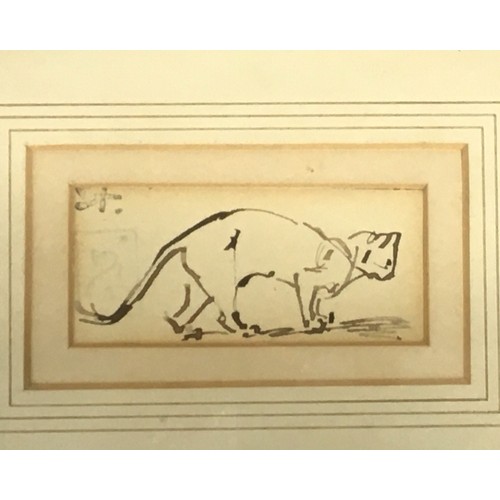 40 - Théophile Alexandre Steinlen (1859-1923 Swiss) - Original Cat Ink Drawing with the Monogram and Cat ... 