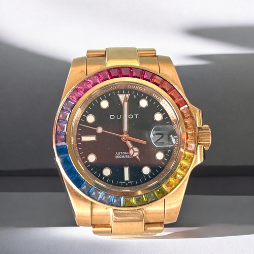 479 - A limited edition Duxot Rainbow gold wristwatch.Atlantica Rainbow diver automatic, Ltd49/50.Bezel in... 