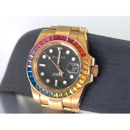 479 - A limited edition Duxot Rainbow gold wristwatch.Atlantica Rainbow diver automatic, Ltd49/50.Bezel in... 