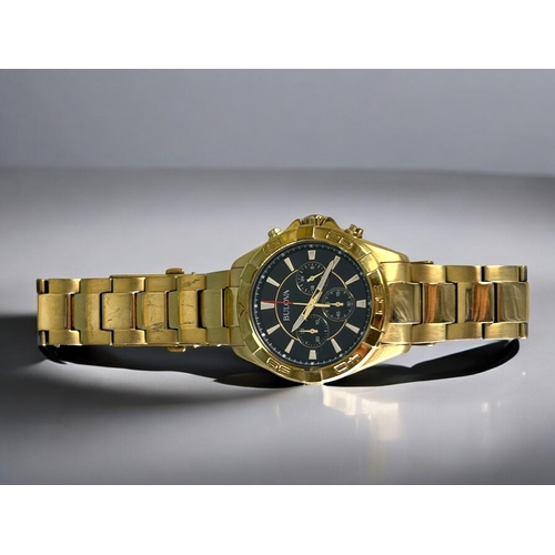 480 - A Bulova classic special edition men's wristwatch.Goldtone with Chronograph black dial.