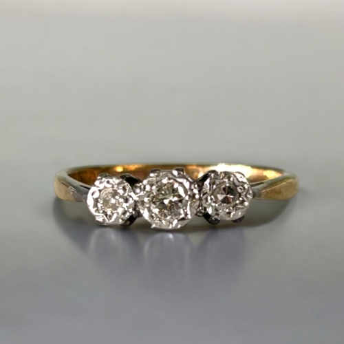 549 - A 9ct Gold, Platinum & diamond ring.Size - KWeight - 1.62g