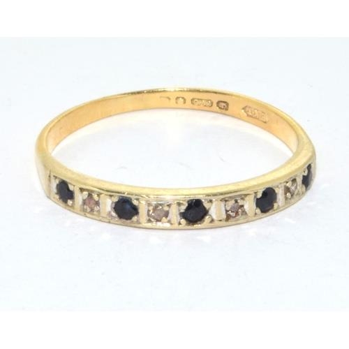 559 - 9ctgold ladies Diamond and Sapphire 1/2 eternity ring size S