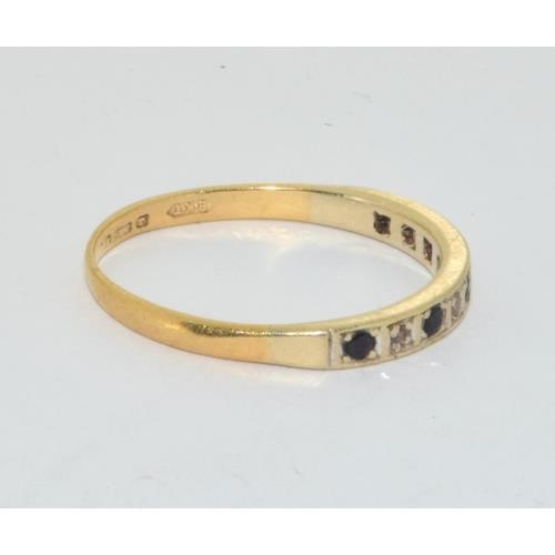 559 - 9ctgold ladies Diamond and Sapphire 1/2 eternity ring size S