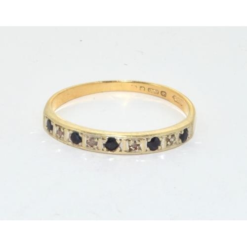 559 - 9ctgold ladies Diamond and Sapphire 1/2 eternity ring size S