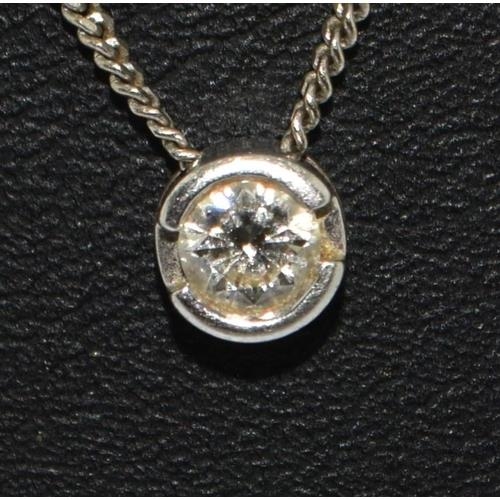 567 - 18ct White Gold Solitaire Diamond Pendant. Hallmarked 0.25ct.