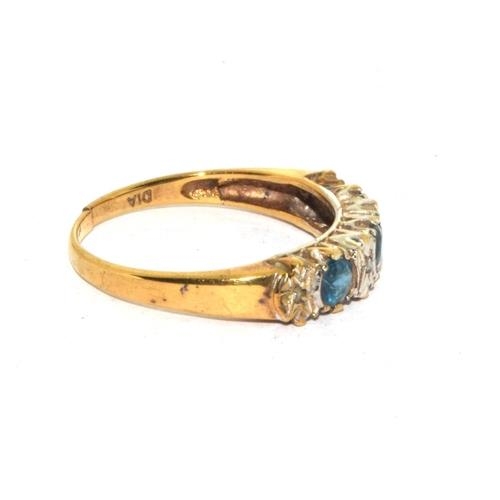 570 - 9ct gold ladies Diamond and Blue Topaz ring hallmarked as diamond in the ring size O