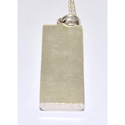 566 - 925 silver full hallmark ingot and chain 32g