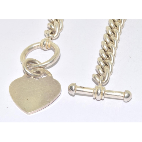 577 - 925 silver necklace and T-Bar set with a blank heart 48cm long 70g 