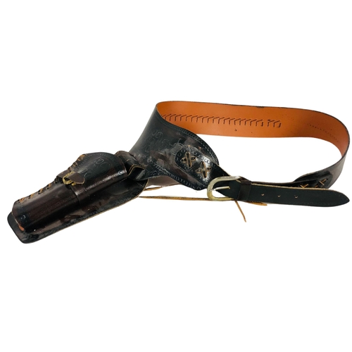 220 - A Leather Cowboy Holster and Belt including fake rounds