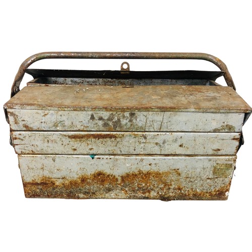 74 - A Large Metal Cantilever Tool Box with contents