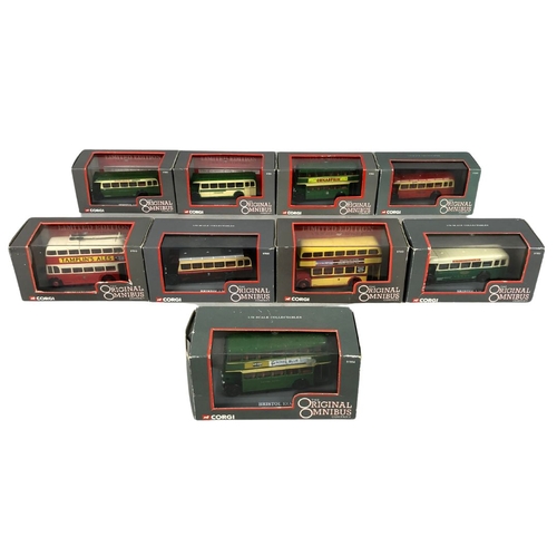 105 - A large collection of boxed Corgi metal buses  Original Omnibus Company.  MIB and various others,  2... 