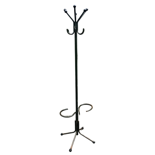 14 - Antique Metal Coat and umbrella Stand in industrial olive green Approx height 175cm