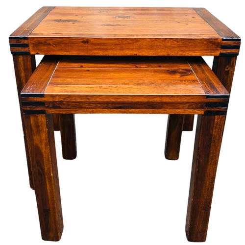 126 - A Nest of 2 Chinese Hardwood Side Tables Large one approximately Height 61cm x 52cm