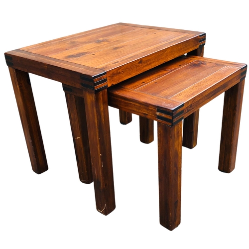 126 - A Nest of 2 Chinese Hardwood Side Tables Large one approximately Height 61cm x 52cm