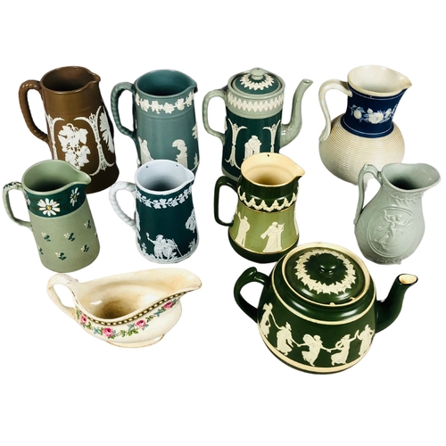 98 - Collection of Victorian and later Jugs and Teapot to include Carlton ware, Dudson Bros and  various ... 