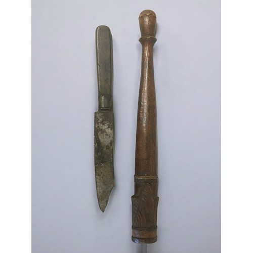 102 - Interesting Mixed lot to include Asian/Tribal Knife and Carved Wooden Sheath, Shaw Saville Line Case... 