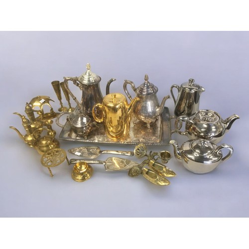 488 - Royal Worcester Gold Tea Pot, Royal Worcester Silver Tea Pots x 3 and a Collection of Silver plate t... 