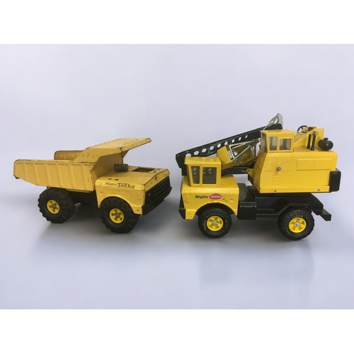 157 - Vintage Mighty Tonka Trucks x 2 , Dump Truck and Crane.