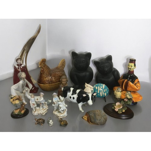 60 - Pair of Heavy Terracotta Cats in the Oriental taste, 19th Century and Later Ceramics to include Roya... 