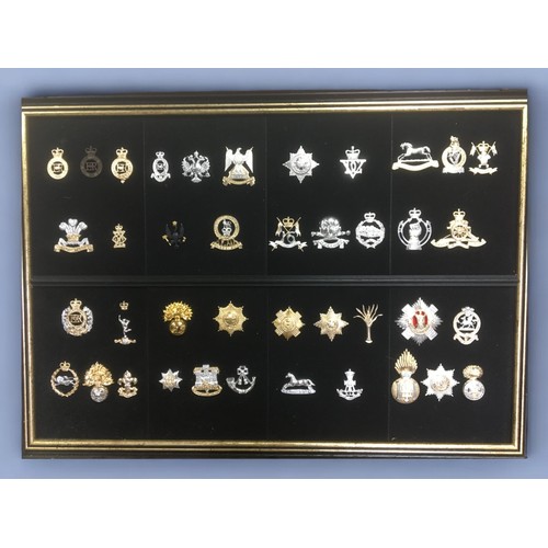 192 - Militaria - Cap Badge Collection of the British Military in 2 Frames. 80 Cap Badges in total.