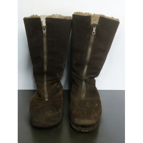 193 - WW2 Morland Sheepskin Lined Flight boots, attributed to Flt Lt Norman Thomas Keen DSO, DFC, flew Sti... 